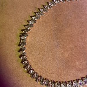 Vintage 925 sterling cz and marcasite tennis style necklace